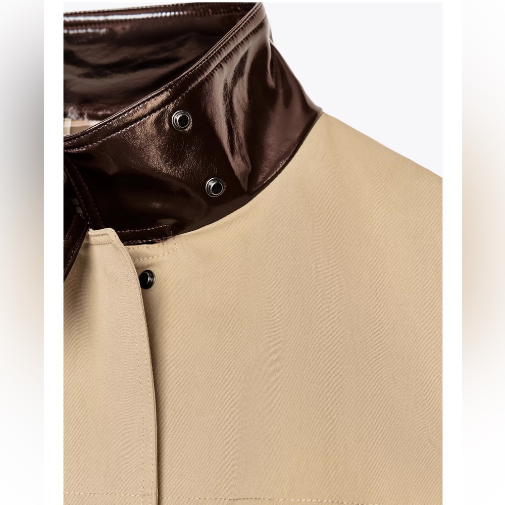 Zara Contrast Collar Jacket with Plaid Lining ZW Collection NWT - Picture 7 of 11